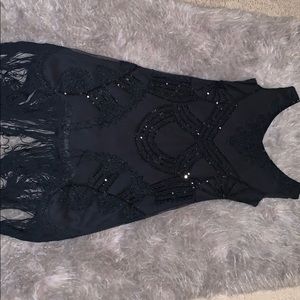 Black Sequin dress with zipper on  side XL